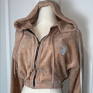 PLAYBOY Women's Light Pink Cropped Hoodie Small